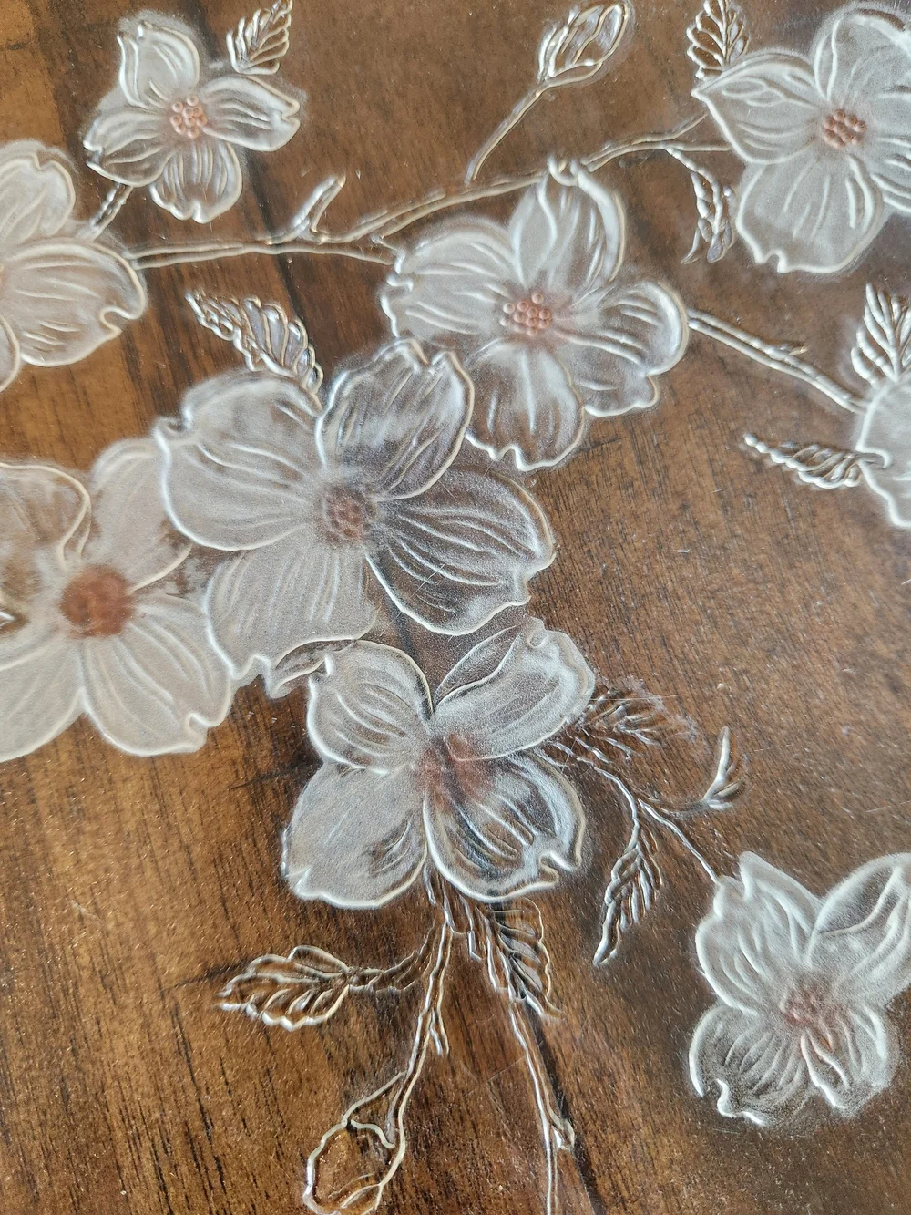 Vintage Walther-Glas Pressed Glass cherry blossom serving platter 12.5 Inches